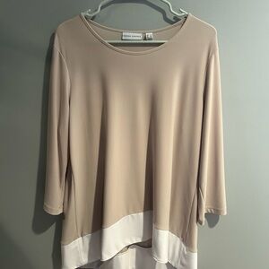 Susan Graver Women's Beige and White Top